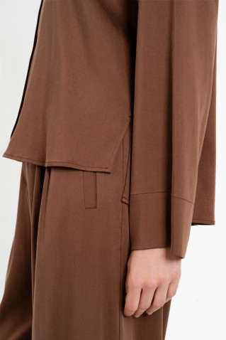 satin sandwashed shirt philosophy dark brown