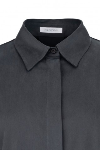 satin sandwashed shirt philosophy anthracite