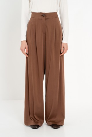 satin sandwashed pleated pants philosophy brown