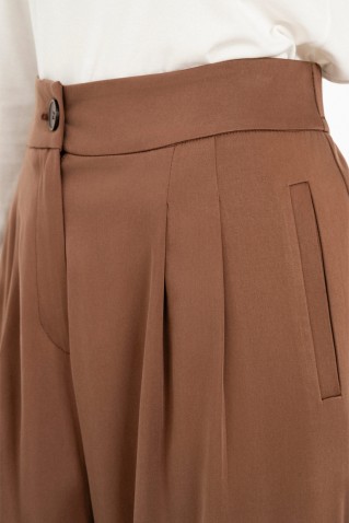 satin sandwashed pleated pants philosophy brown