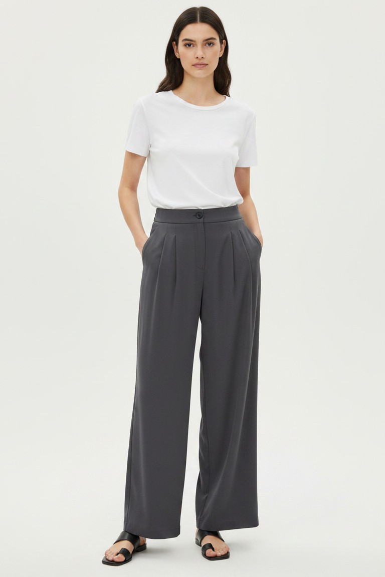 satin sandwashed pleated pants philosophy anthracite