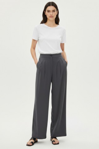 satin sandwashed pleated pants philosophy anthracite