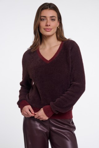 keath knit sweater rino & pelle fudge sangria