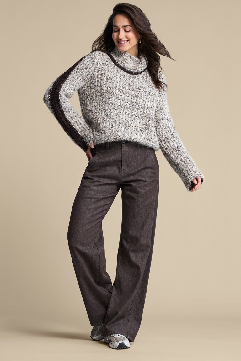 claudette colored denim pants red button espresso