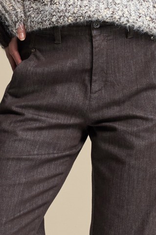 claudette colored denim pants red button espresso