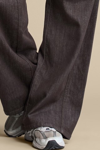 claudette colored denim pants red button espresso