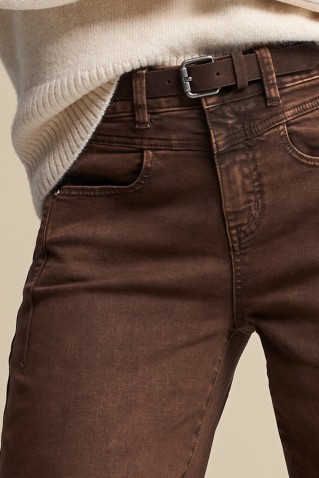 korine & belt washed twill colors jeans red button coffee