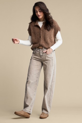 korine & belt washed twill colors jeans red button truffle