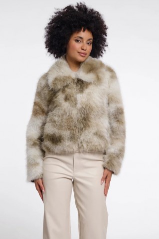 amine faux fur jacket rino & pelle birch basil