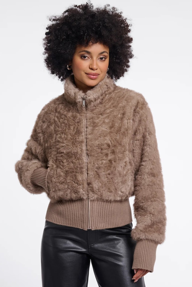 quirijn faux fur jacket rino & pelle mocha latte