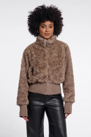 quirijn faux fur jacket rino & pelle mocha latte