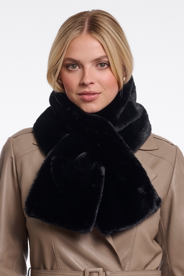 stip faux fur skarf rino & pelle black