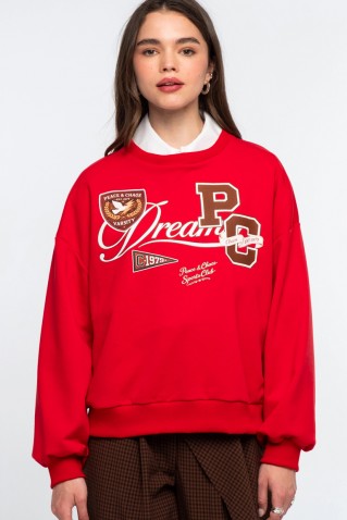 varcity sweater peace & chaos red