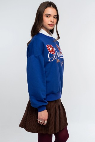 varcity sweater peace & chaos blue