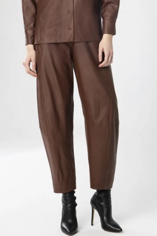 παντελονι δερματινη moutaki brown