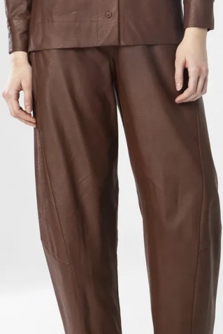 παντελονι δερματινη moutaki brown