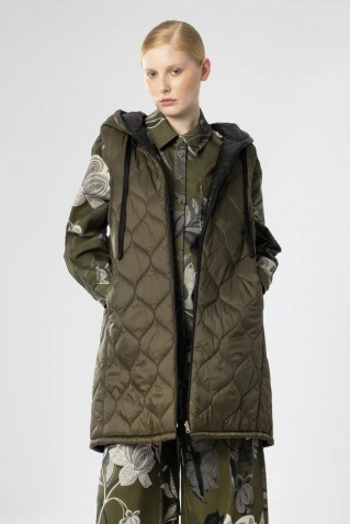 reversible long puffer gilet moutaki khaki