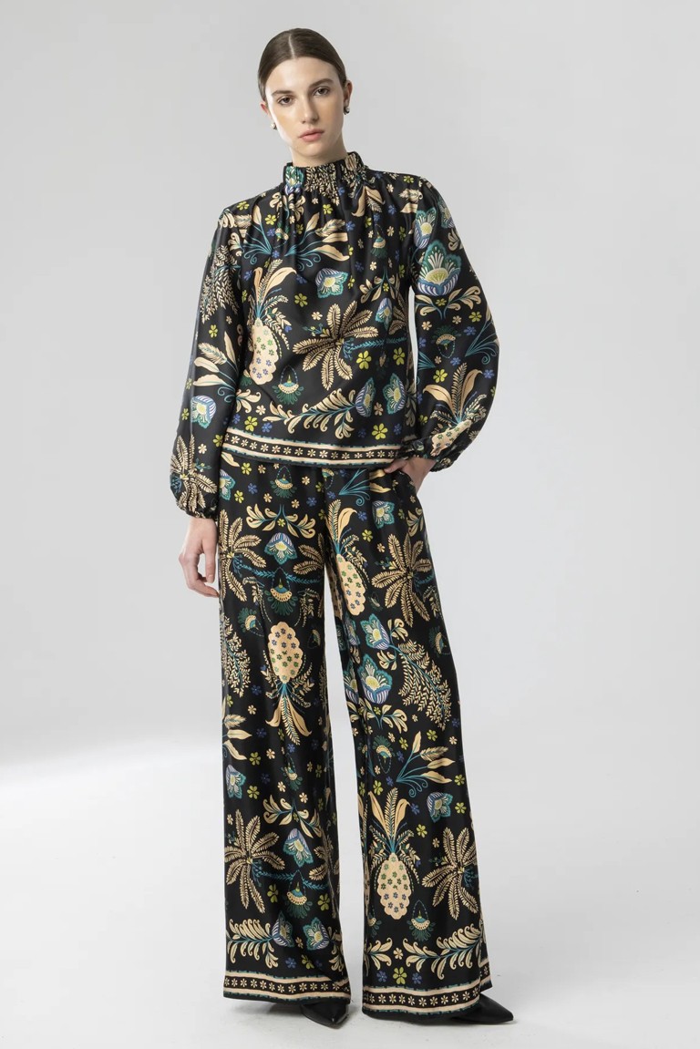 printed wide leg pants moutaki black