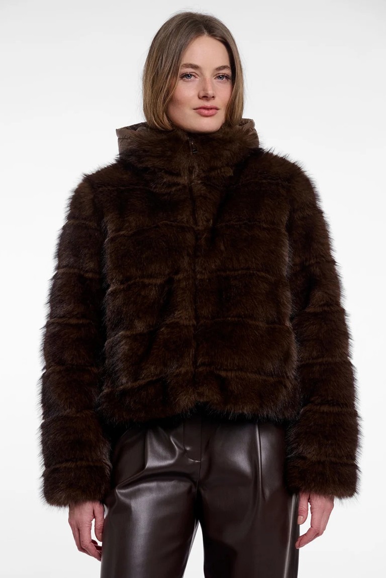 joscha faux fur jacket rino & pelle dark brown