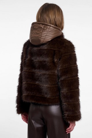 joscha faux fur jacket rino & pelle dark brown