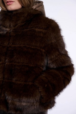 joscha faux fur jacket rino & pelle dark brown