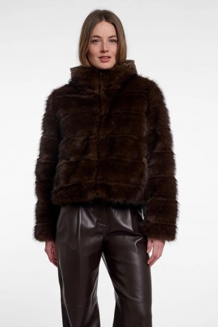 joscha faux fur jacket rino & pelle dark brown